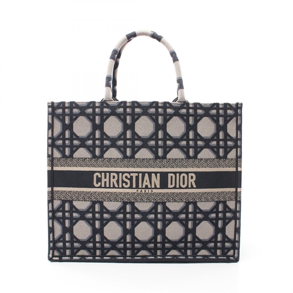 Christian Dior BOOK TOTE Large bag M1286Z canvas jacquard Navy Beige Used