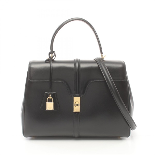 CELINE 16 seize Medium 2way Handbag 187373BEY38NO leather Black Used Women