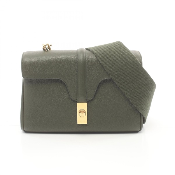 CELINE teen soft 16 Shoulder Bag 196853CR815KH leather Green Used Women GHW