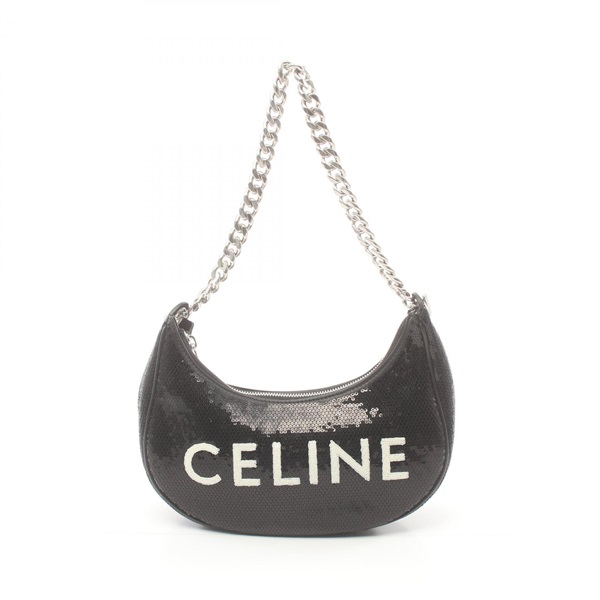 CELINE Medium Ava Chain shoulder Handbag 199583ENQ38AW leather Black White Used