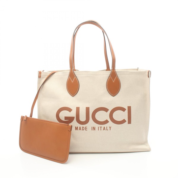 GUCCI Printed Tote shoulder Bag 772177FACUL8451 canvas leather Beige Brown