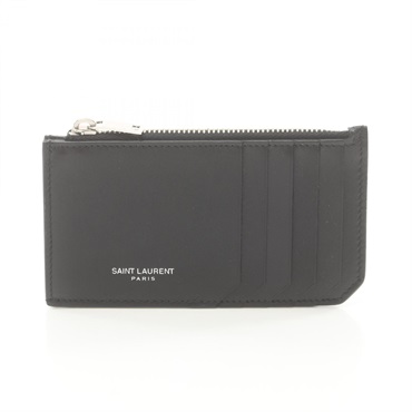 SAINT LAURENT coin purse wallet 6093620U90N1000 leather Black Used mens