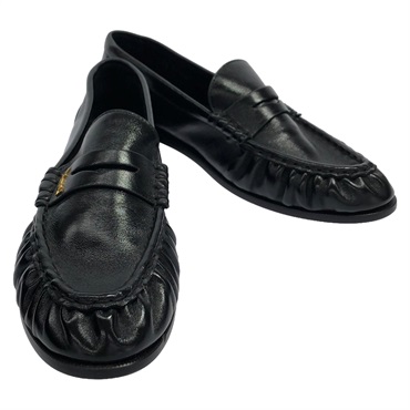 SAINT LAURENT loafers Shoes 775867AA00K100042 leather Black NEW Women #42