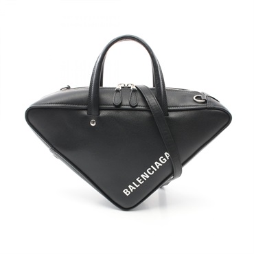 BALENCIAGA Triangle Duffle S 2way Handbag 476975 leather Black Used Women