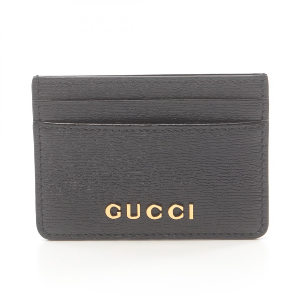 GUCCI script Card Case holder 7734280OP0N1000 leather Black