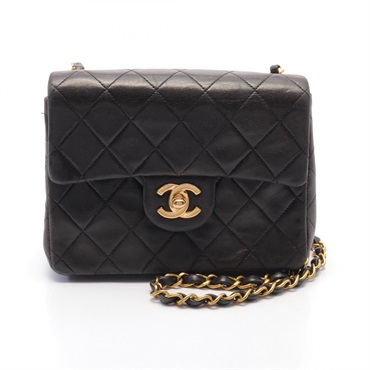 CHANEL Mini Matelasse crossbody chain Shoulder Bag A35200 Lambskin Black GHW