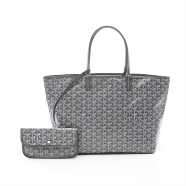 GOYARD Saint Louis PM Tote Hand Bag PVC canvas leather Gray White Used Women