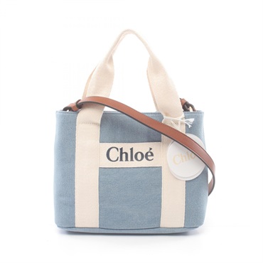 Chloe 2way Shoulder hand Bag C20046Z10 denim Blue White