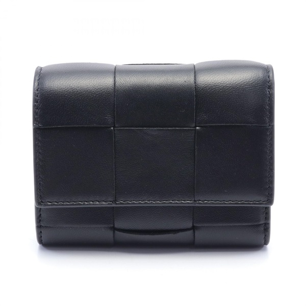 BOTTEGA VENETA Cassette Maxi Small Tri-Fold Wallet 651372VCQC18425 leather Black