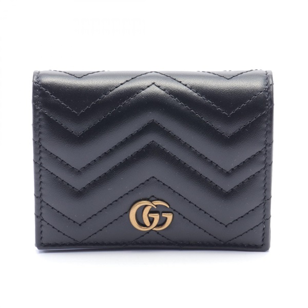 GUCCI GG Marmont Bi-fold compact wallet purse 466492DTD1T1000 leather Black