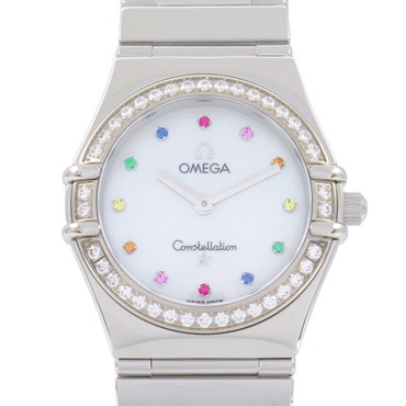 OMEGA Constellation Iris Diamond Bezel/12P Color Stone Wrist Watch 1475.79 Quartz Stainless Steel Us