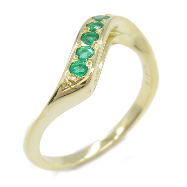 MIKIMOTO Emerald Ring K18 YG Yellow Gold Green Used US size #5.5