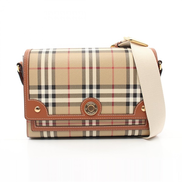 BURBERRY NOTE Vintage Check Shoulder Bag 8092067 canvas leather Beige NEW Women