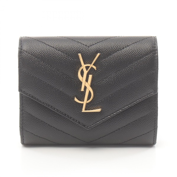 SAINT LAURENT PARIS Monogram Tri-fold wallet 403943BOW011000 leather Black NEW