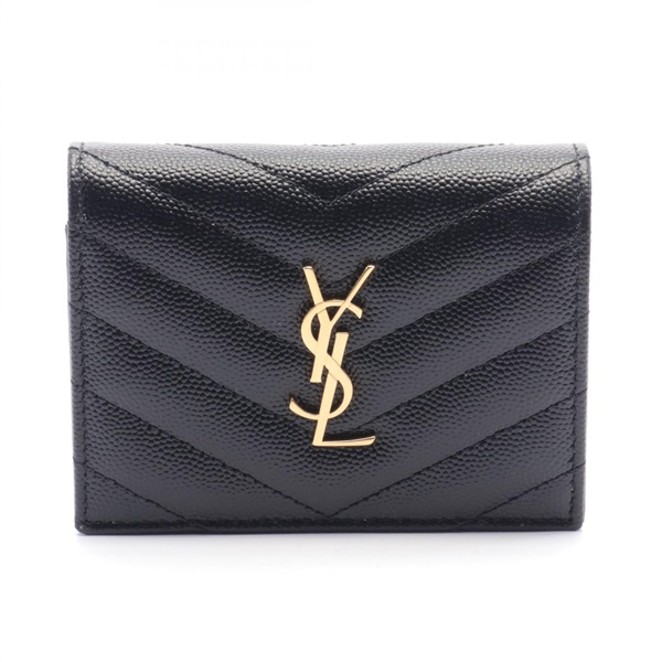 SAINT LAURENT PARIS Monogram Bi-fold wallet 668290 leather Black NEW Women