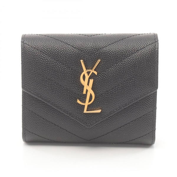 SAINT LAURENT PARIS Cassandra MULTI-FOLDED wallet 692061BOW011000 leather Black