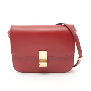 CELINE Classic medium Shoulder Bag 189173 leather Red Used Women GHW