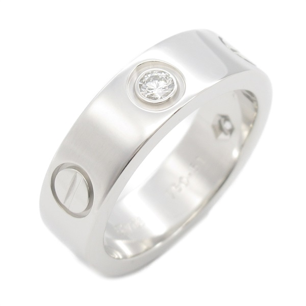 CARTIER Love 3PD Diamond Ring K18 WG White Gold Clear Used #51