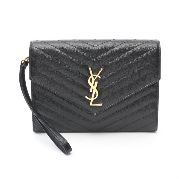 SAINT LAURENT PARIS Monogram business clutch bag 617662BOW011000 leather Black