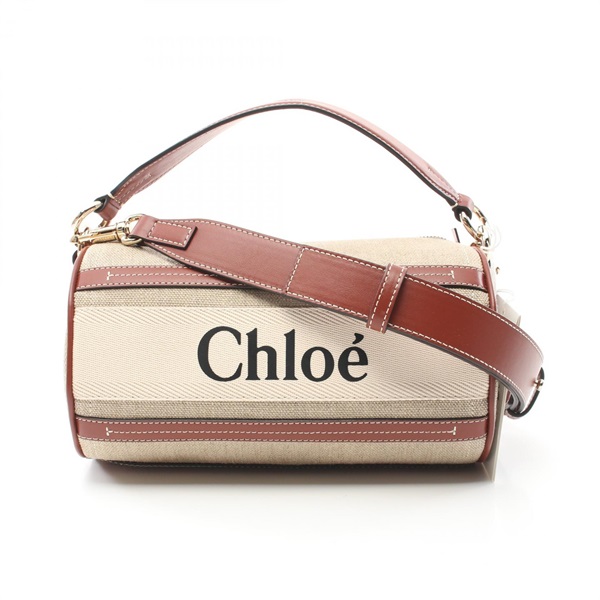 Chloe Woody Hand bag CHC24AS682I2690U Fabric leather Beige Brown White NEW Women