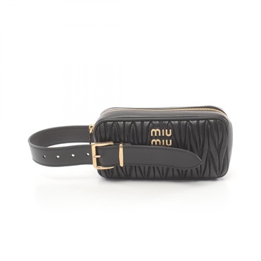 Miu Miu MATELASSE business clutch bag 5BF122 leather Black NEW Women