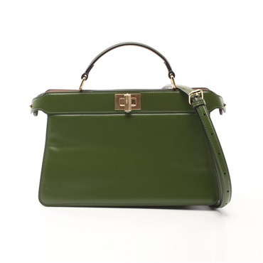 FENDI PEEKABOO ISEEYOU EAST WEST 2way Handbag 8BN323 leather Green Used Women