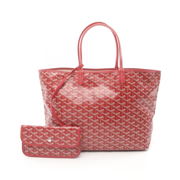 GOYARD Saint Louis PM Tote Hand Bag canvas leather Red Multicolor Used Women