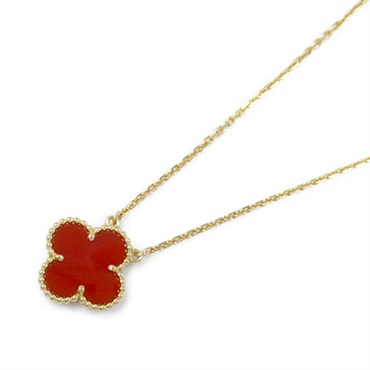 Van Cleef 
Arpels Vintage Alhambra Carnelian Necklace pendant K18 Yellow Gold