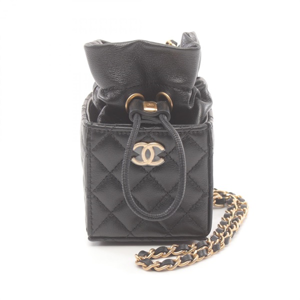 CHANEL CC Matelasse Mini Shoulder Bag M41178 Lamb leather Black Used Women Coco