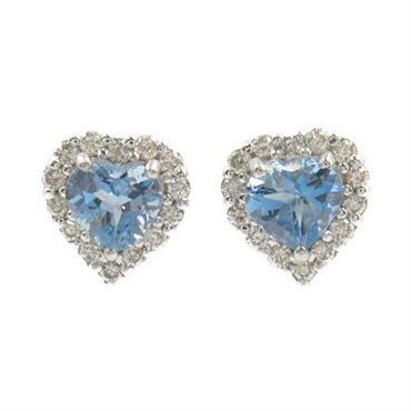 JEWELRY Aquamarine Diamond Pierced Earrings K18 WG White Gold Clear Blue Used