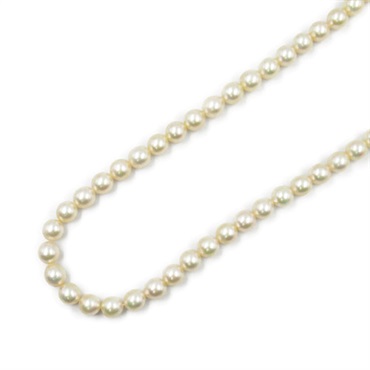 JEWELRY Pearl Necklace K14 WG White Gold Used #44.5