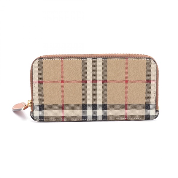 BURBERRY Large Check Card Holder 8073978 canvas leather Brown Multicolor NEW