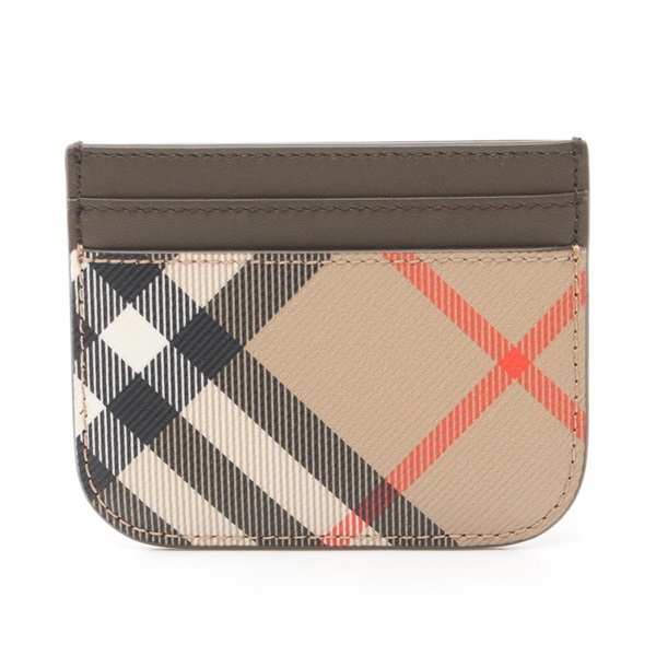 BURBERRY Vintage check Card Holder 8092722 canvas leather Beige Brown NEW