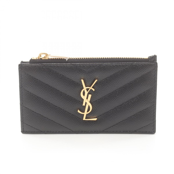 SAINT LAURENT Monogram Fragment Zip Card Case coin purse 607915BOW011000 leather