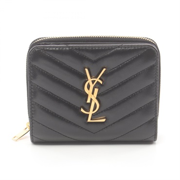 SAINT LAURENT Monogram Bi-fold wallet 668288AAA441000 leather Black NEW Women