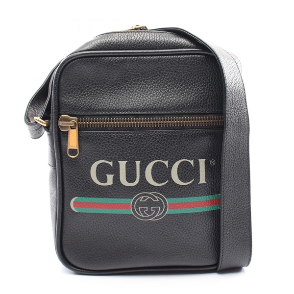 GUCCI Gucci print Shoulder Bag 523591 leather Black Multicolor Used Women