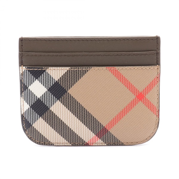 BURBERRY check Card Holder 8092722 canvas leather Beige Brown Multicolor NEW