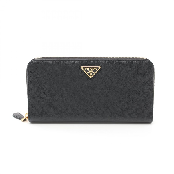 PRADA SAFFIANO TRIANG Around long wallet 1ML506QHHF0002 leather Black NEW Women