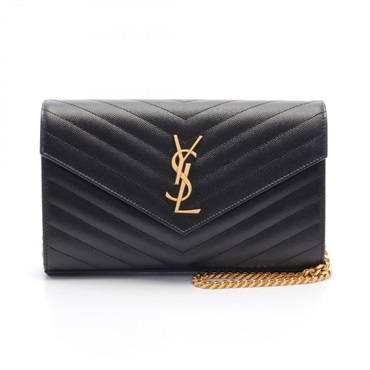 SAINT LAURENT PARIS Monogram Saint Laurent Shoulder Bag 377828 leather Black NEW