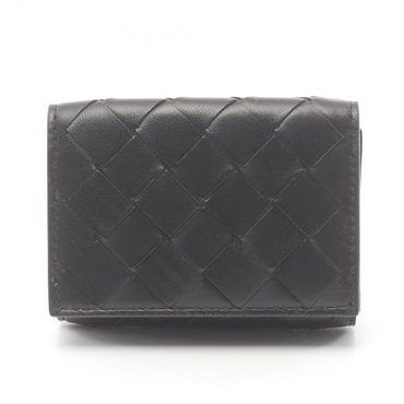 BOTTEGA VENETA Intrecciato Tri-fold wallet 609285VCPP28803 leather Black NEW