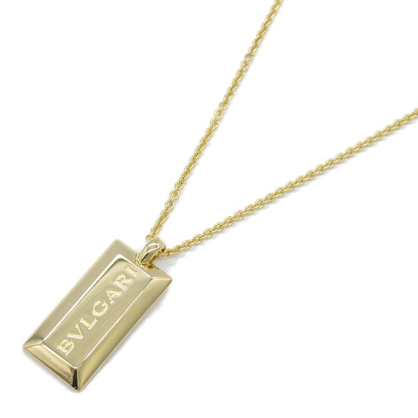 BVLGARI Ingot Necklace Pendant 18KYG Yellow Gold Used logo unisex