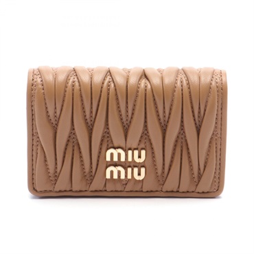 Miu Miu MATELASSE Card Holder 5MC122 leather Brown NEW Women