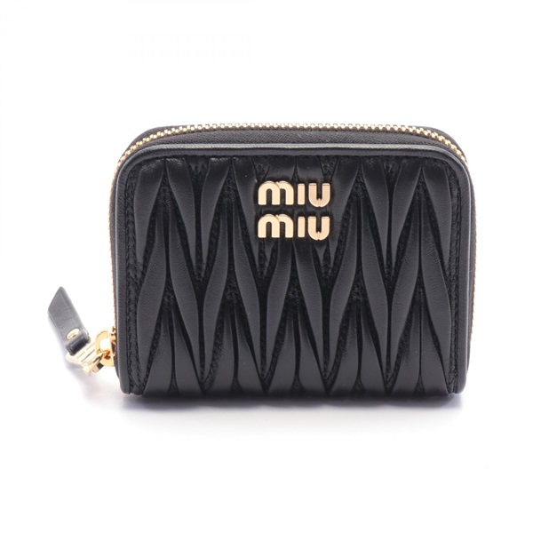 Miu Miu MATELASSE coin zip around compact  purse 5MM2682FPPF0002 leather black