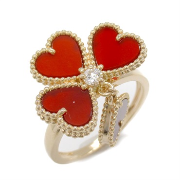 Van Cleef 
Arpels Sweet Alhambra effeuillage Carnelian Ring K18 PG Diamond #53