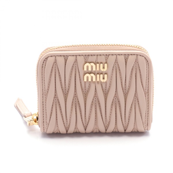 Miu Miu MATELASSE coin purse wallet zip around 5MM2682FPPF0236 leather Pink