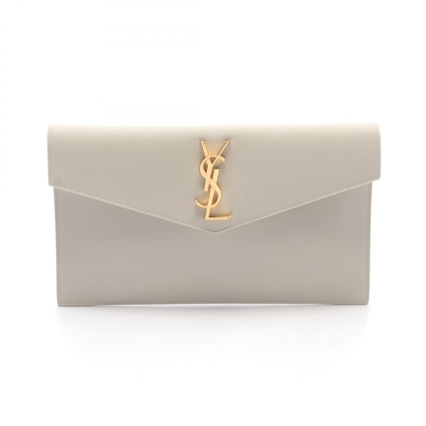 SAINT LAURENT YSL logo second clutch bag 5657391GF0J9207 leather Beige