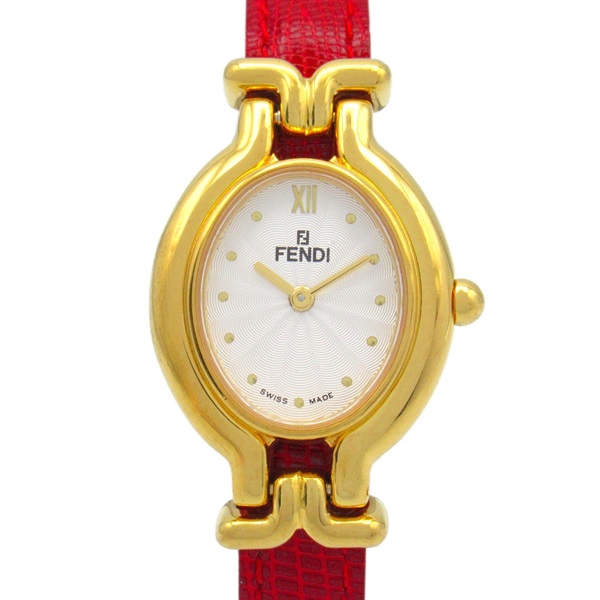 FENDI Change belt Wrist Watch 640L Quartz Gold Plated Leather Used Women