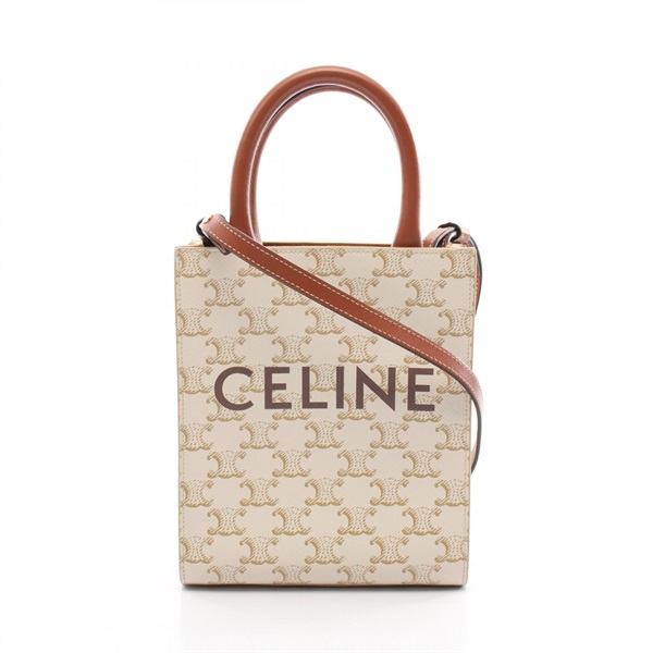 CELINE Mini Vertical Cabas Triomphe Hand shoulder crossbody bag 194372BZK canvas