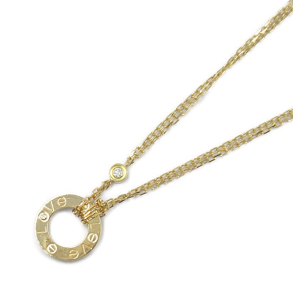 CARTIER Love Circle Diamond Necklace Pendant 18KYG Yellow Gold Used women