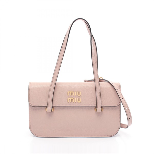 Miu Miu MADRAS 2way Shoulder Hand bag 5BA248 leather Pink Used Women